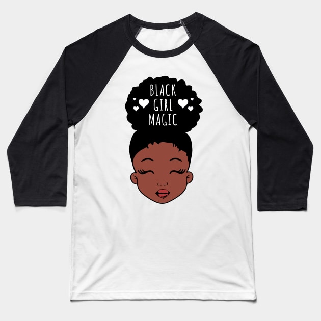 Black Girl Magic, African American Girl, Hearts Baseball T-Shirt by UrbanLifeApparel